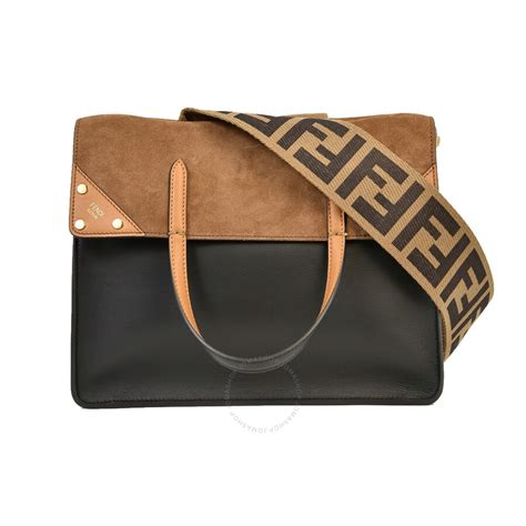 fendi flip leather and suede tote|fendi black handbags.